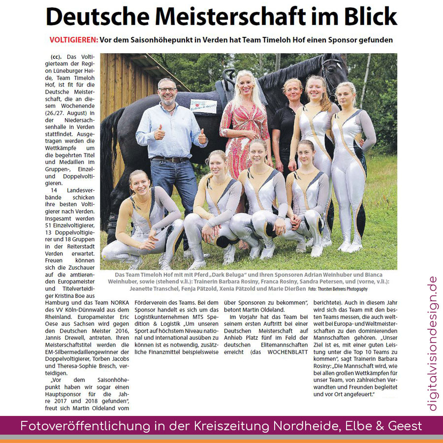 ++ Fotoveröffentlichung (Thorsten Behrens Photography) in der Kreiszeitung Nordheide, Elbe und Geest ++