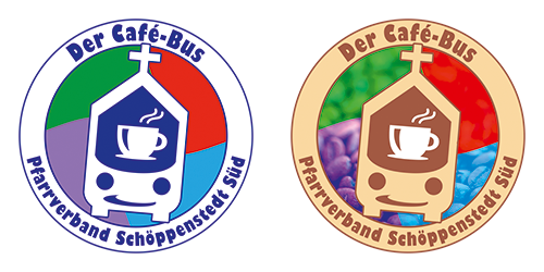 Reinzeichnung des Logos für den Café-Bus aus dem Jahr 2019 (Abb. links) und 2020 (Abb. rechts)