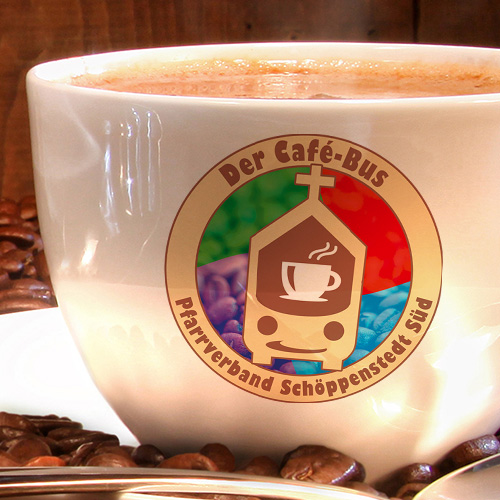 3D Mockup vom Der Café-Bus Logo (Reinzeichnung aus dem Jahr 2020)